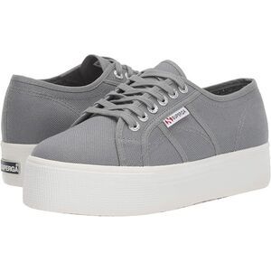 Like New Superga Sage Gray Casual Canvas Platform Sneakers Sz 41